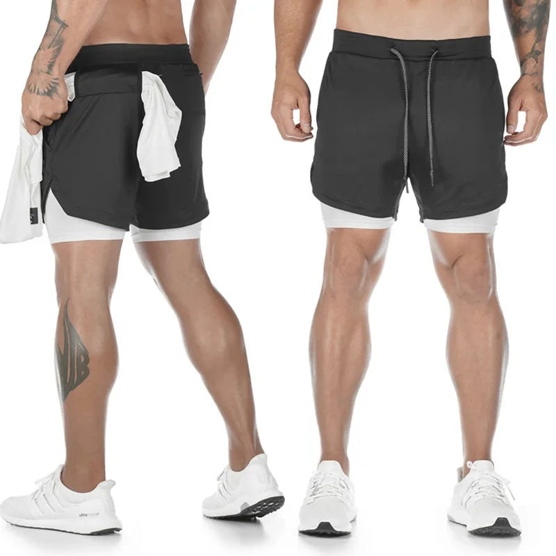 2-in-1 Quick-Drying Sports Shorts for Running and Gym Workouts