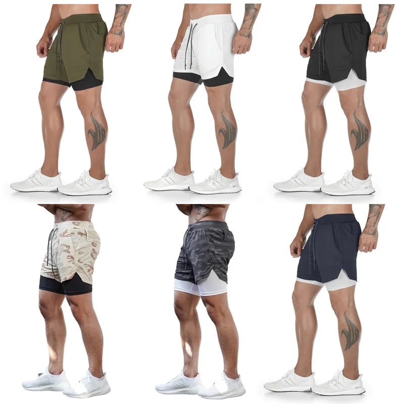 2-in-1 Quick-Drying Sports Shorts for Running and Gym Workouts