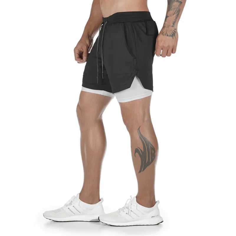 2-in-1 Quick-Drying Sports Shorts for Running and Gym Workouts