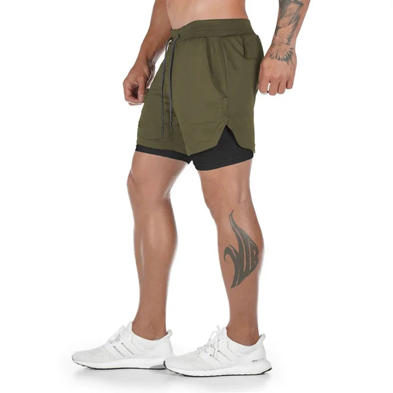 2-in-1 Quick-Drying Sports Shorts for Running and Gym Workouts